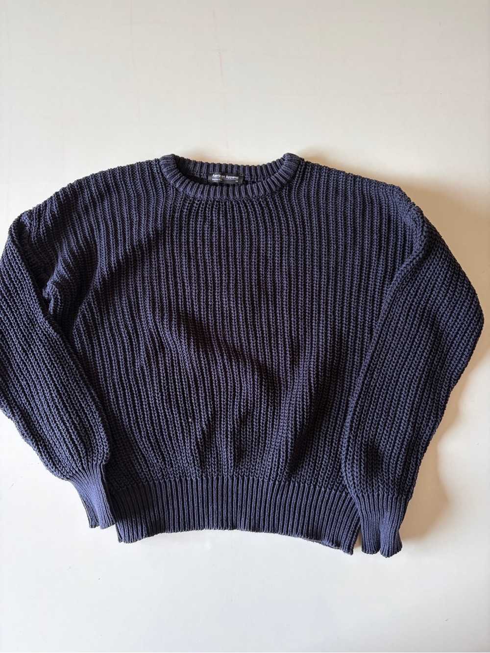 American apparel navy blue crew neck knit sweater women’s size XS long sleeve